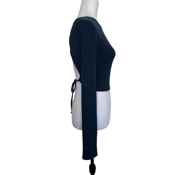 Lovers and Friends Top Long Sleeve Open Tie Back Blue Size M - Picture 3 of 9